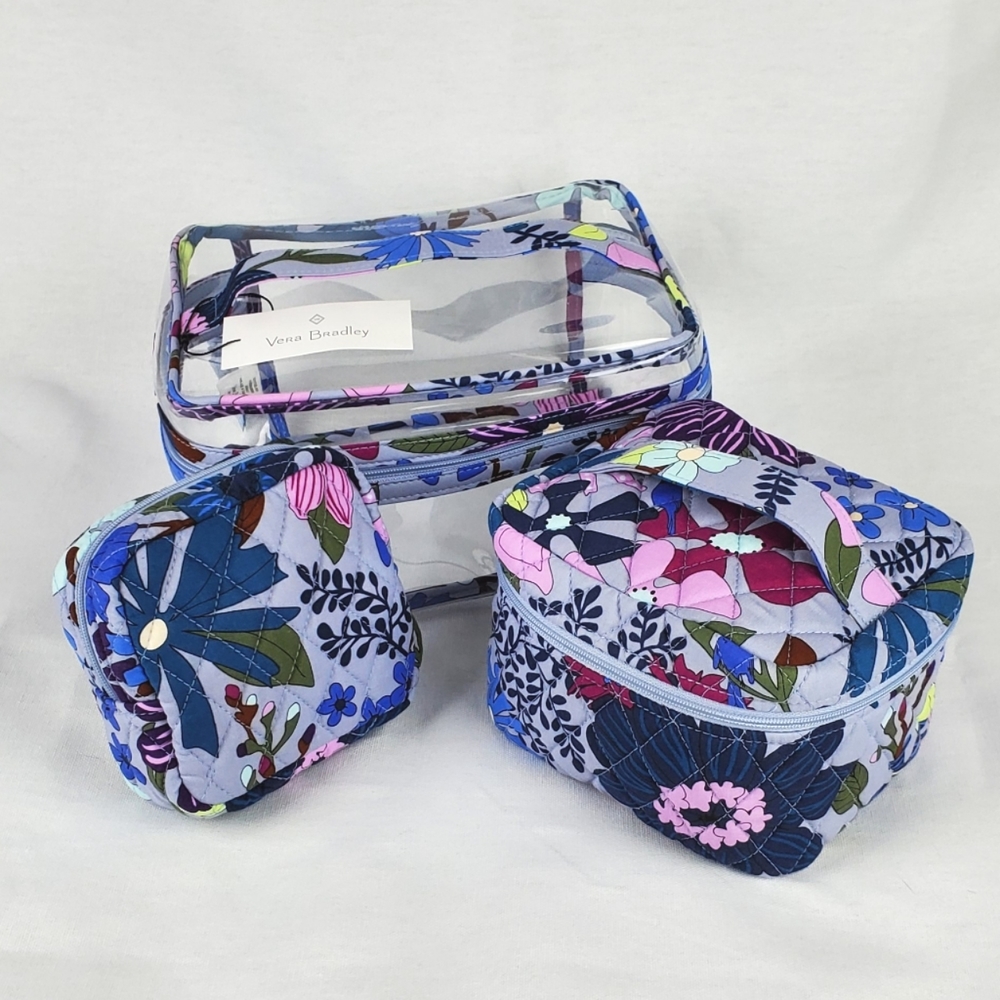๐HP~4/24๐ Vera Bradley 3 Piece Cosmetic Set in Bengal Lily NWT - Picture 1 of 12